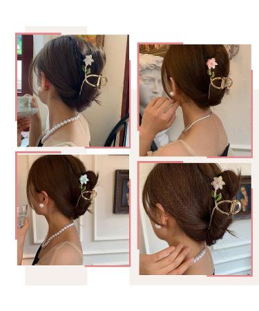 Haimeikang 3 Pcs Flower Metal Hair Clips for Women - Non Slip Tulip Hair Claw Clips Set - Fashion Hair Accessories for Thick Thin Curly Hair - Buy Online on GoSupps.com