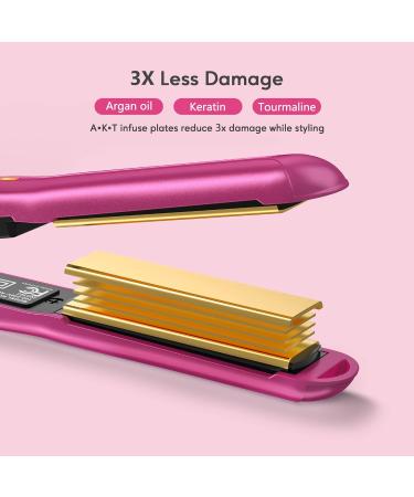 Buy Terviiix Mini Flat Iron - Adjustable Temperature Travel-Size Hair Straightener for Short Hair & Curls - Portable Dual Voltage Auto-Off Ceramic Curler in Hot Pink - Buy Online on GoSupps.com