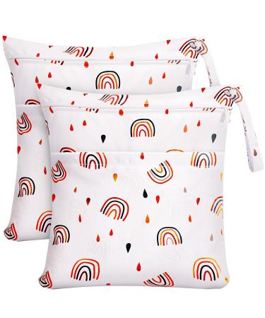 Dioxide diaper pocket wetbag waterproof naspocket reusable wet dirty laundry bag baby wrap pocket for swimming travel fitness (c) rainbow 2PCs LL