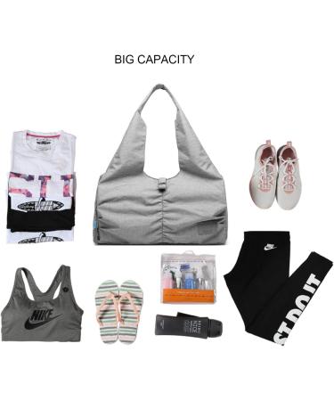 Women's Travel Yoga Gym Bag with Shoe Compartment | Grey Medium - Ideal for Workout Gear, Makeup, Accessories | Includes Wet/Dry Storage Pockets - Buy Online on GoSupps.com