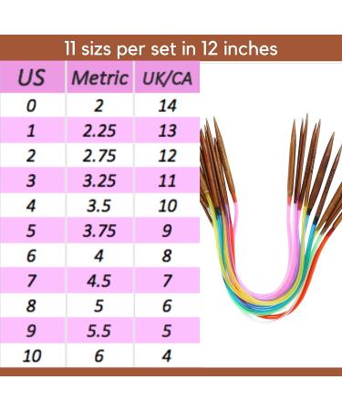 KnitPal 12-inch Short Circular Knitting Needles Set - 11 Sizes for Babies, Sleeves, Socks - Free Patterns eBook - US 0-10 (2-6mm) - Buy Online on GoSupps.com