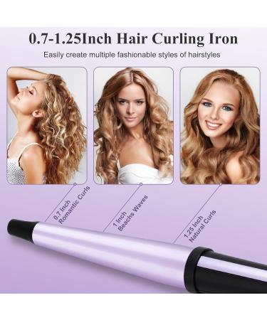 Jaeton 19-32mm Curling Wand - Professional Ceramic Curl Stick for Natural Curls & Beach Waves - Quick Heating Includes Gloves - Violet - Buy Online on GoSupps.com