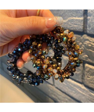 Aysekone Crystal Hair Ropes - 2 Piece Fancy Ponytail Holder and Bracelet Set for Women and Girls - Buy Online on GoSupps.com