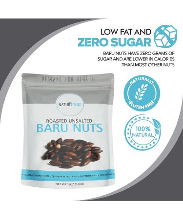 Organic Baru Nuts: 12oz Resealable Bag | Roasted, Unsalted, Non-GMO, Gluten Free | Delicious & Healthy Crunchy Snack - Buy Online on GoSupps.com