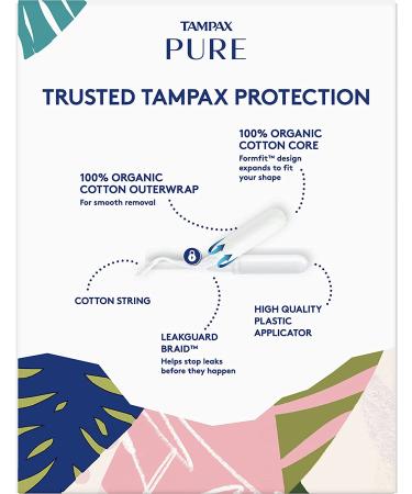 Tampax Pure Tampons Regular Absorbency Unscented - 48 Count (3 Packs of 16) - Buy Online on GoSupps.com