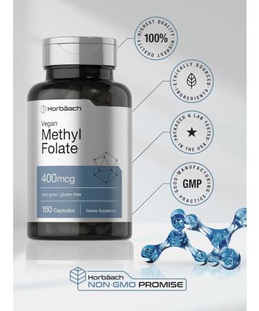 Horb ach Methyl Folate 400 mcg | 150 Vegan Capsules | Non-GMO Gluten Free | Dietary Supplement - Buy Online on GoSupps.com