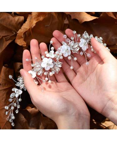 GORAlS Crystal Flower Bridal Hair Vine with Pearls - Wedding Headpiece for Women and Girls (Silver) - Buy Online on GoSupps.com