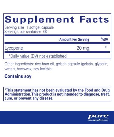 Pure Encapsulations Lycopene 20mg | Cellular & Macular Support | 60 Softgels - Buy Online on GoSupps.com