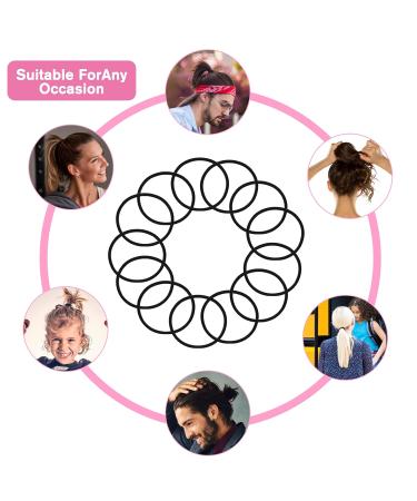 200 Black Elastic Hair Ties for Women, Girls, and Men - Gentle on Fine Curly Hair, Sensitive Scalps - No Damage Ponytail Holders - Buy Online on GoSupps.com