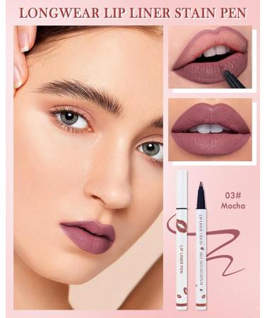 Matte Waterproof Lip Liner Stain Marker Pen - Long Lasting Smudge-Proof Liquid Lipstick & Tint - Gift for Women - 03# Mocha - Buy Online on GoSupps.com