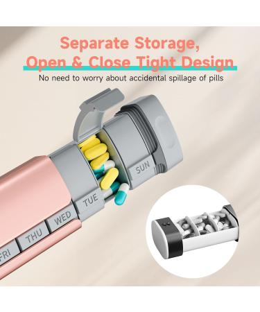 Premium 7 Day Pill Organizer - Betife Aluminum Alloy Travel Case for Vitamins & Medicines (Pink - Buy Online on GoSupps.com