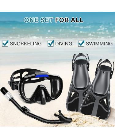 Vengreedo Snorkel Set with Fins for Adults - Dry Top Snorkel Mask, Travel Bag Included - Ideal for Snorkeling, Diving, Swimming - S/M Black - Buy Online on GoSupps.com