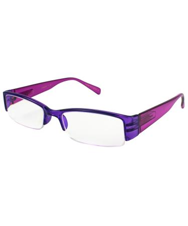 Rectangular Semi-Rimless Plastic with Spring Hinge 540603PTT 2.50 Clear Purple