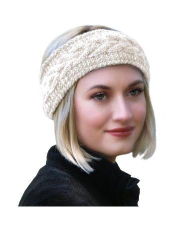 HEAVENLY HIMALAYAN Head Band - 100% Handmade, Soft Nepal Wool - Support Moms in Ethically Made Business - Thick Extra Wide Winter & Summer Fabric Ear Warmers Headbands for Women - White Head Wrap