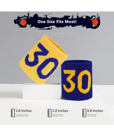 2-Pack Wrist Sweatbands Wrist Bands for Men & Women Basketball Star Lucky Number Absorbent Sweatbands for Tennis Football Running Athletic Gym Sports and Working Out (2 Colors) #30-SC - Buy Online on GoSupps.com