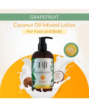 Coco Fiji Face & Body Lotion Infused With Coconut Oil | Lotion for Dry Skin | Moisturizer Face Cream & Massage Lotion for Women & Men | Grapefruit 12 oz Pack of 1 Grapefruit 12 Fl Oz (Pack of 1) - Buy Online on GoSupps.com