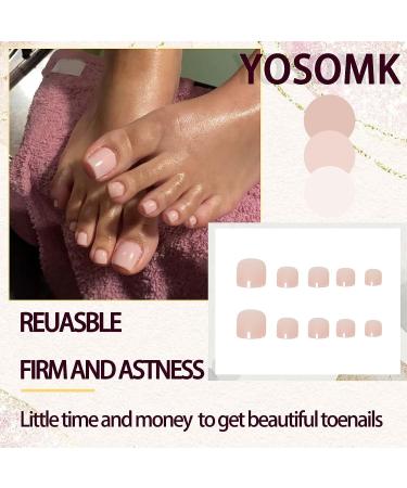 YOSOMK Pink Short Press on Toenails - 25pcs Women's False ToeNails - Buy Online on GoSupps.com