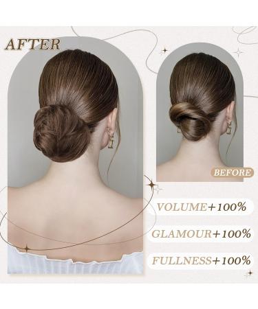RUWISS HAARTIAL Lang Hair Bun - Elegant Chocolate Blonde Real Hair Extensions | Thin Smooth Tousled Updo Hair Tie for Women - 25g Scrunchy Hair Tube - Buy Online on GoSupps.com