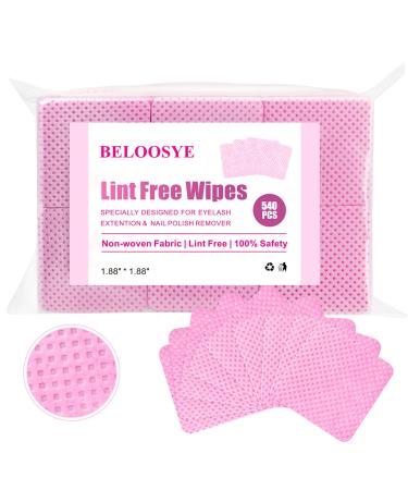 540 PCS Lint Free Nail Wipes  Eyelash Extension Glue Wipes  Super Absorbent Soft Non-woven Fabric Nail Polish Remover Wipes  Cleaning Pad Cloth for Lash Extension Supplies & Nail Polish Bottle(Pink) 540 Count (Pack of 1)