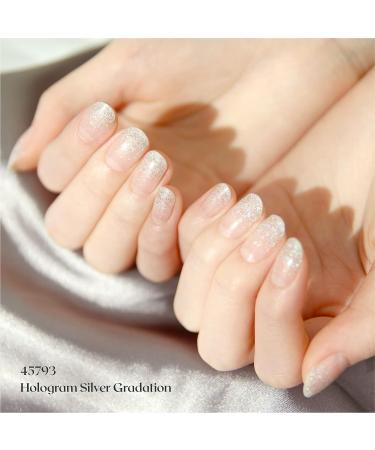Laflare Gel Glossy Nail Strips - Hologram Silver Gradation | Self-Adhesive Gel Polish Stickers with Double-End Strips & Glitter False Nails - Buy Online on GoSupps.com