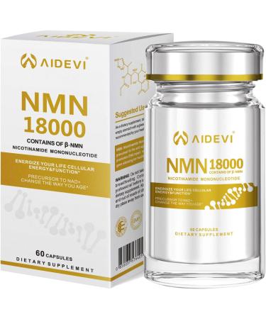 AIDEVI NMN 18000 - Nicotinamide Mononucleotide Supplement with Resveratrol Stabilized Form & 99% High Purity to Boost NAD+ Levels for DNA Repair Supplement for Healthy Aging 60 Capsules - Buy Online on GoSupps.com