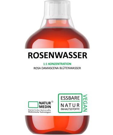 500 ml FOOD GRADE ROSE WATER HYPOALLERGENIC 100% natural Rosa damascena flower water without additives NATURMEDIN