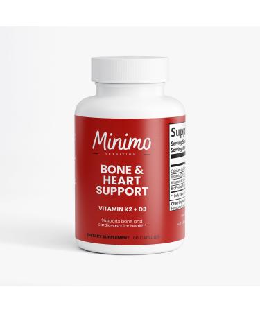 Minimo Nutrition Bone & Heart Support K2 + D3-3rd Party Tested Supports Bone and Cardiovascular Support 60 Capsules