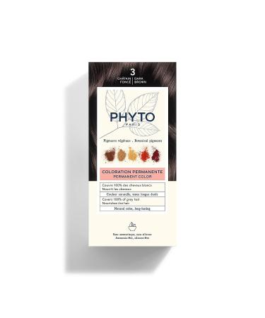 PHYTO Phytocolor Permanent Hair Color - 3 Dark Brown - 100% Grey Coverage - Ammonia-free, PPD-free, Resorcin-free - 0.42 oz - Pack of 1 - Buy Online on GoSupps.com