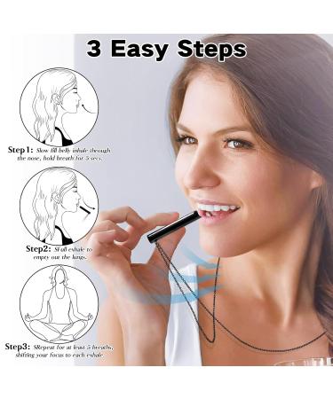 Xinrongda 2PC Meditation Breath Chain Necklace - Smoke-Free Cessation Aid for Relaxation & Calming (Black/Silver) - Buy Online on GoSupps.com