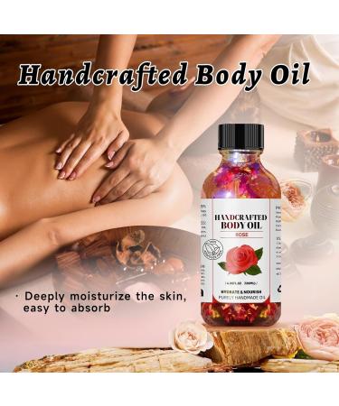 Handcrafted Rose Body Oil with Jojoba Sweet Almond & Coconut Oils Hydrating & Nourishing Multi-Use Moisturizer for Body Massage & Dry Skin Infused with Real Rose Petals 4.06 fl oz - Buy Online on GoSupps.com