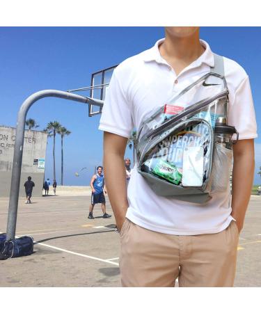 Clear PVC Stadium Approved Sling Bag Backpack - Adjustable Strap, Grey - Buy Online on GoSupps.com