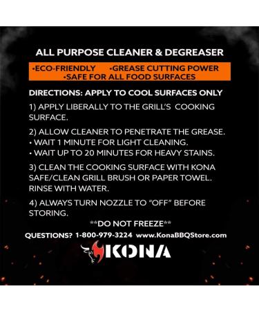 Kona Safe/Clean Grill Cleaner Spray - 40% More Power | Eco-Friendly Food Safe BBQ Degreaser | Heavy Duty No-Drip Gel | Biodegradable | 23oz Made in Michigan USA - Buy Online on GoSupps.com