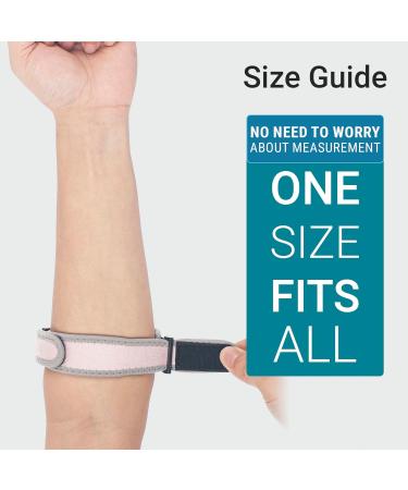 360 Relief Tennis & Golfers Elbow Support Brace - Adjustable Strap for Men & Women | Pain Relief for Tendonitis & Arthritis | Ideal for Basketball, Weightlifting | Single, Light Pink - Buy Online on GoSupps.com