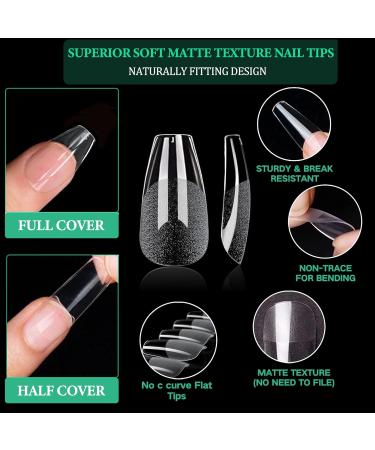 Buy 504 Pcs Nail Tips - Pre-Buff PMMA Resin Full Cover Ballerina Artificial Nails | DIY Nail Art Starter Kit - 10 Sizes - Buy Online on GoSupps.com