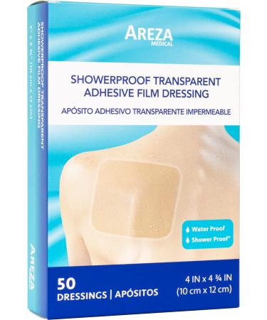 Showerproof Transparent Adhesive Film Dressing 4 x 4 3/4 50 Per Box
