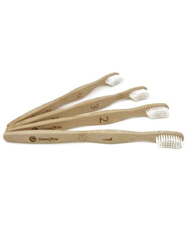 Green2You - Set of 4 Bamboo Toothbrushes