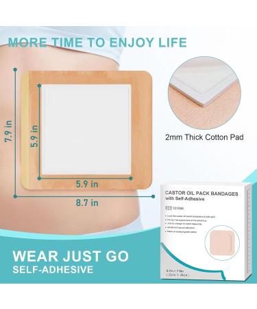 Hbaid 10 PCS Castor Oil Pack Wrap Castor Oil Packs for Liver Detox Aid Sleep Highly Absorbent Self-Adhesive Castor Oil Wrap Organic Cotton No Wash Easy to Use Anti-Seepage (Oil Not Included) 10 Pcs 10 ml (Pack of 1) - Buy Online on GoSupps.com