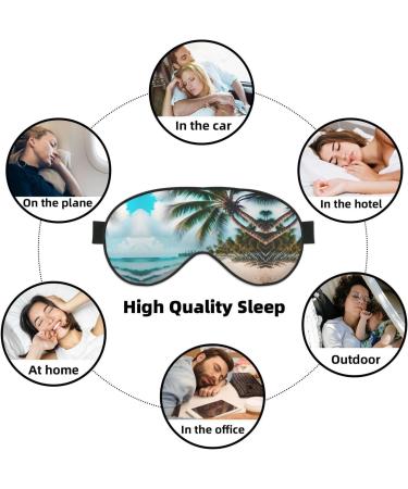 Beach & Palm Tree Print Unisex Sleep Eye Mask | Soft Comfort Cover for Travel Yoga & Shift Work - Buy Online on GoSupps.com