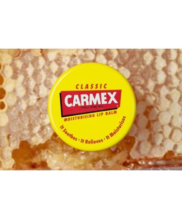 Carmex Classic Tiegel - Lip Balm for Dry Lips - Moisturizing and Soothing for Chapped Lips - With Vaseline Vitamin E and Beeswax - 6 x 7.5 g - Buy Online on GoSupps.com