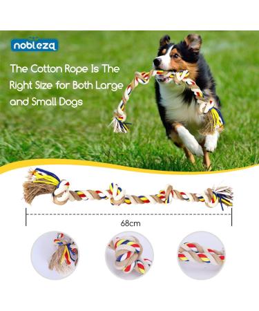 Nobleza 100% Cotton Dog Toy Rope - Enhance Mental & Dental Health for All Dogs (Beige & Braun 68cm) - Buy Online on GoSupps.com