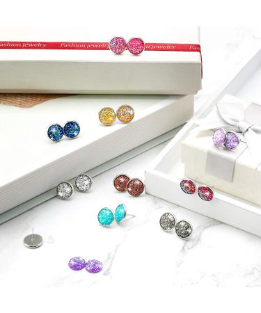 200 Pieces 20 Colors Druzy Resin Cabochons with Silver Stud Earrings for DIY Jewelry Making - Buy Online on GoSupps.com