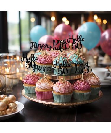 LOINFE Birthday Cupcake Toppers Pack of 24 Cake Toppers Birthday Happy Birthday 50 Years Cake Decoration Cake Decoration for Party Decoration Cake Decorations (Black) - Buy Online on GoSupps.com