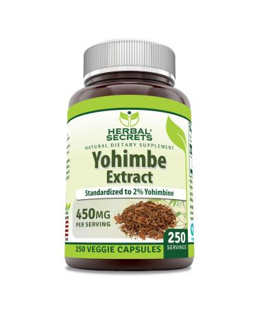 Herbal Secrets Yohimbe Extract 450 mg Supplement | Veggie Capsules | Non-GMO | Gluten Free | Made in USA (1 Pack 250 Count) 250 Count 1 Count (Pack of 1)