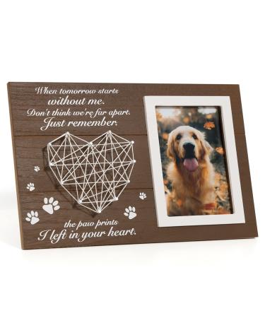 Pet Memorial Gifts, Pet Loss Memorial Frame Leave Paw Prints on Our Hearts, Paw Prints Sympathy Frame Gift for Loss of Dog and Cat #02 Paw Prints Photo Frame