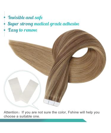 FSHINE Invisible Tape Hair Extensions - 45cm Ombre Balayage #10/16 Golden Brown to Dark Blonde - 20g Real Hair - Buy Online on GoSupps.com