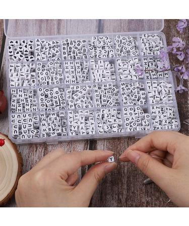 Quefe 1440pcs White Cube Alphabet Beads for Jewelry Making - 6x6mm - Perfect for Bracelets, Necklaces, and Key Chains - Buy Online on GoSupps.com