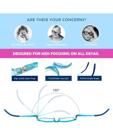 Children Optical Glasses Frame tr90 Flexible Bendable One-piece Safe Eyeglasses Girls Boy Black/ Clear Blue - Buy Online on GoSupps.com