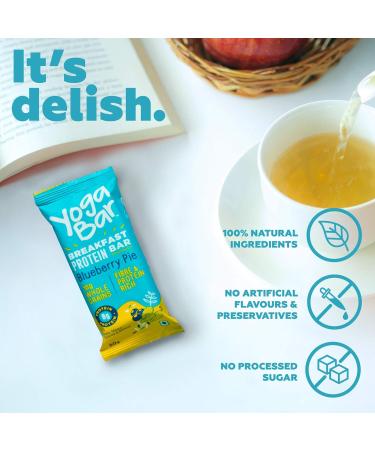 Buy Yoga.bar Blueberry Pie Protein Bars - Whole Grains & Fibre | 300g (50g x 6) - Healthy Breakfast Snack - International Shipping - Buy Online on GoSupps.com