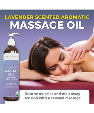 Organic Lavender Massage Oil (8 fl. oz.) - Non-Greasy Body Oil for Couples | USDA Certified | Relaxation Scented - Buy Online on GoSupps.com