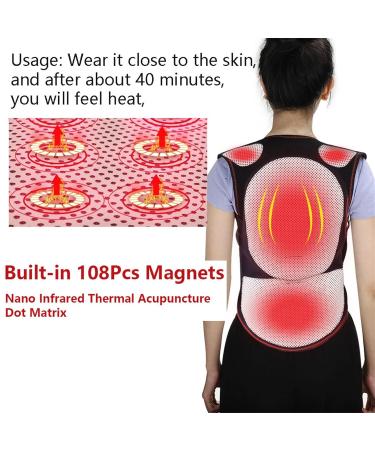 Seniors Self Heating Back Brace - 108 Magnets Lumbar Support Belt for Pain Relief | Posture Corrector for Elderly Men & Women - L/Large Black - Buy Online on GoSupps.com